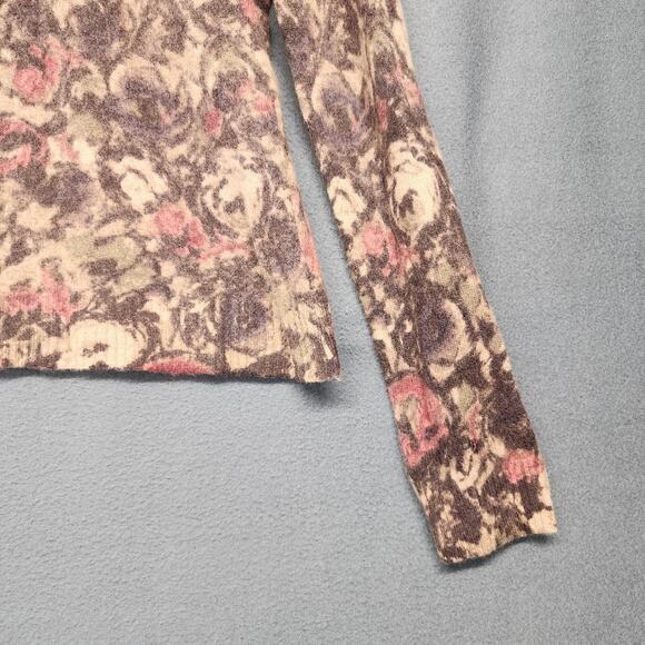 Sarah Spencer Sweater Womens Large Brown Pink Floral Angora Wool Cardigan Roses - Picture 9 of 14